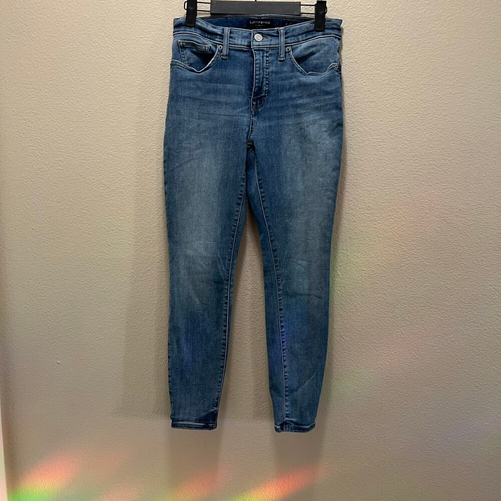 Lucky Brand Los Angeles Mid Rise Ava Skinny Jeans Blue Cotton Denim Sz 6/28 - Picture 2 of 8